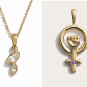 Awe Inspired - Woman Power & Double Marquise White Topaz Amulets